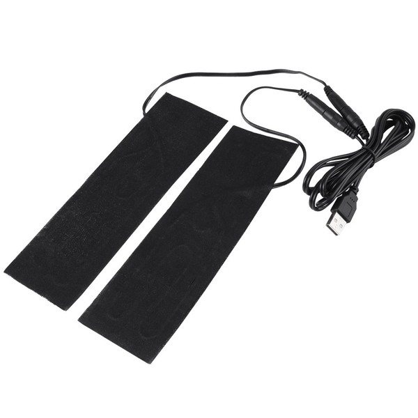 1 Pair Black USB Carbon Fiber Heating Mat 5V USB Electric Heating Element Film Heater Pads for Warming Feet