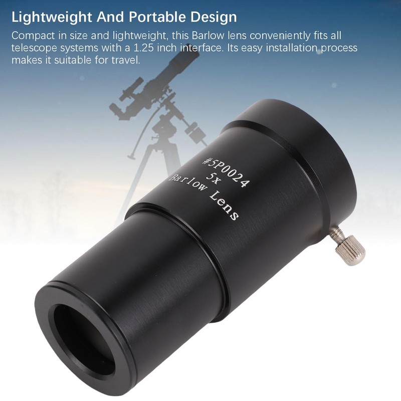 Generic Barlow Lens 5X, 1.25 Inch Telescope Accessory, Multi Layer