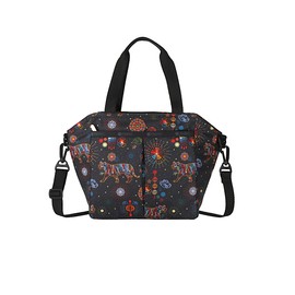 LeSportsac Bright Fortune Small Ever Tote Handbag/Satchel & Convertible Crossbody + Top Handle Tote & Cosmetic Bag, Style 3801/Color E476, Festive & Colorful Graphics Evoke Optimism & Strength