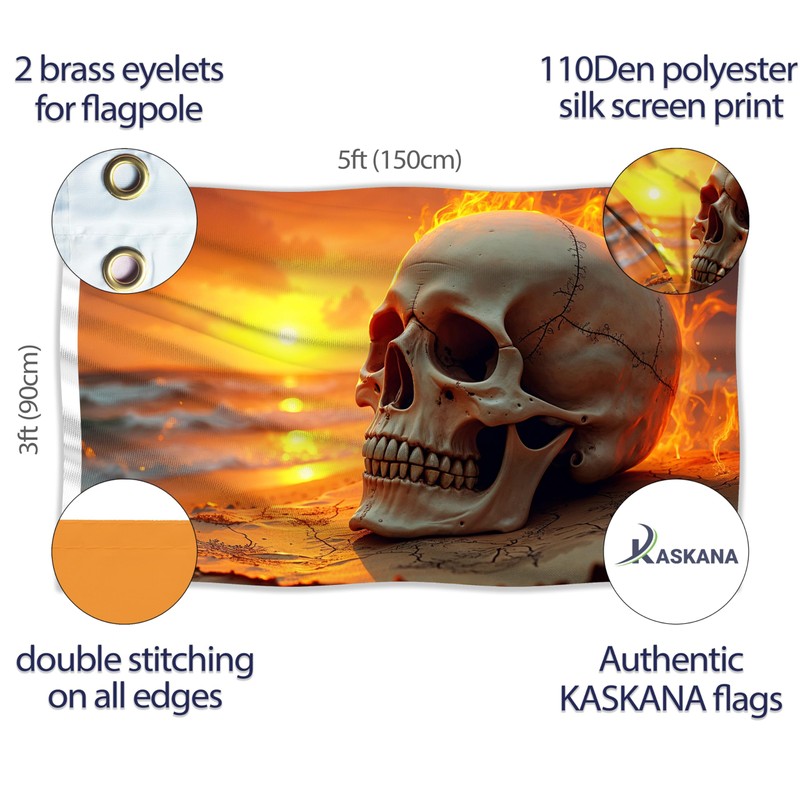 Pirate Flag 90 x 150 cm with Eyelets - Large