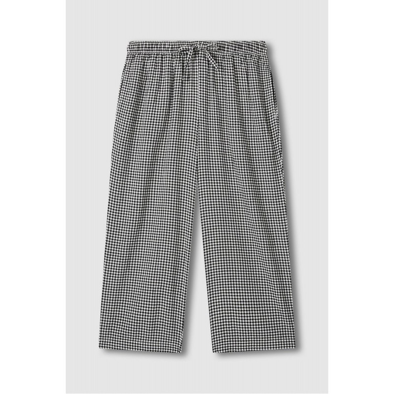 JAJU [JAJU] Women's Rayon Cotton Seersucker 3/4 Pajama Pants_Jet Black