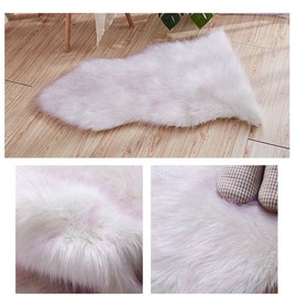 Hrlace Lambskin Sheepskin Rug, Faux Fur Rug, Longhair Soft Fluffy Chair Cushion, Imitation Wool Bed Rug, Sofa Mat for Chair, Sofa, Bedroom, Blue, 60 x 90 cm