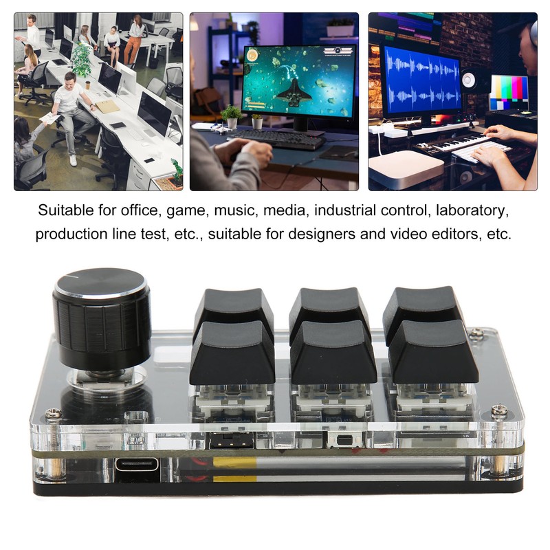 6 Key Mini Keypad with Knob Blue Switch Wired USB