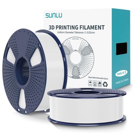 SUNLU PLA+2.0 3D Printer Filament 2KG, Tougher and Stronger PLA Plus Filament 1.75mm, Dimensional Accuracy +/-0.02mm, Reusable Materspool, 3D Printing Filament Fits for FDM 3D Printers (White 2-Pack)