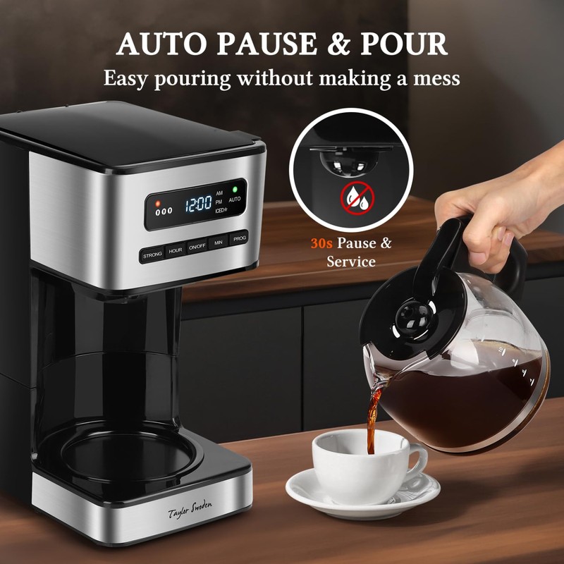 Taylor Swoden Programmable Coffee Makers 12 Cup, Hot and Iced