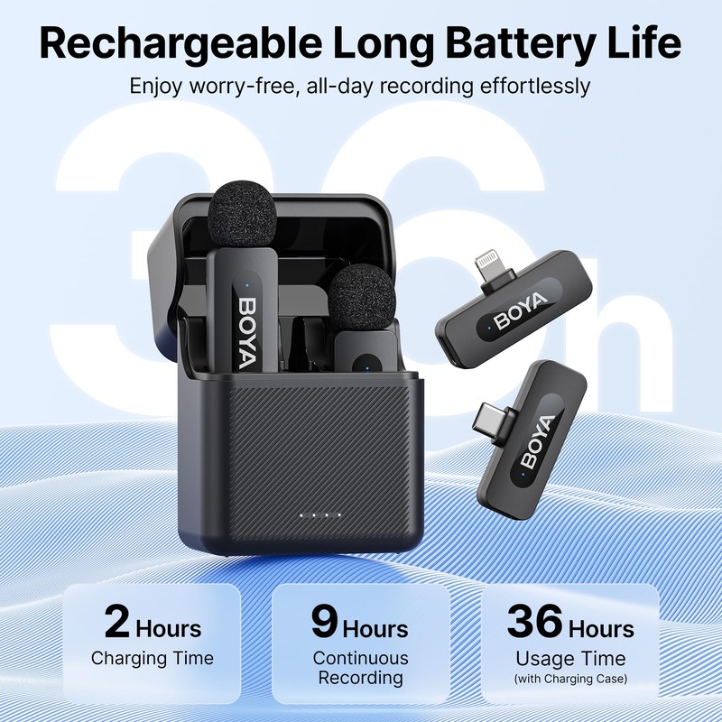 BY-V3 Combo Wireless Microphone with Charging Case