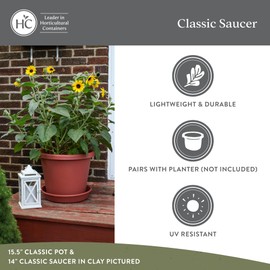 The HC Companies Flower Pot Saucers - Plastic Plant Saucer for Outdoors & Indoors - Traditional Design Plant Pot Trays for Water Drainage - Durable & Stylish Round Plant Tray (8-inch Evergreen)