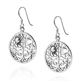 Sunshine and Moon Celtic Swirl Tree of Life .925 Sterling Silver Dangle Earrings | Earrings for Women | Sterling Silver Earrings | Dangle Earrings For Women
