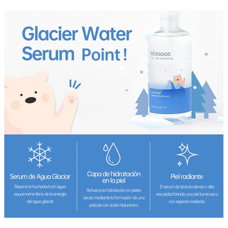 Mixsoon Glacier Water Hyaluronic Acid Serum 300ml Día/noche