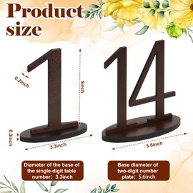 Wooden Table Numbers 1-15 with Oval Base Table Numbers for Wedding Reception Gold Rustic Table Numbers Wedding Table Signs Holders Table Number Stands for Banquets Anniversary Parties Decoration
