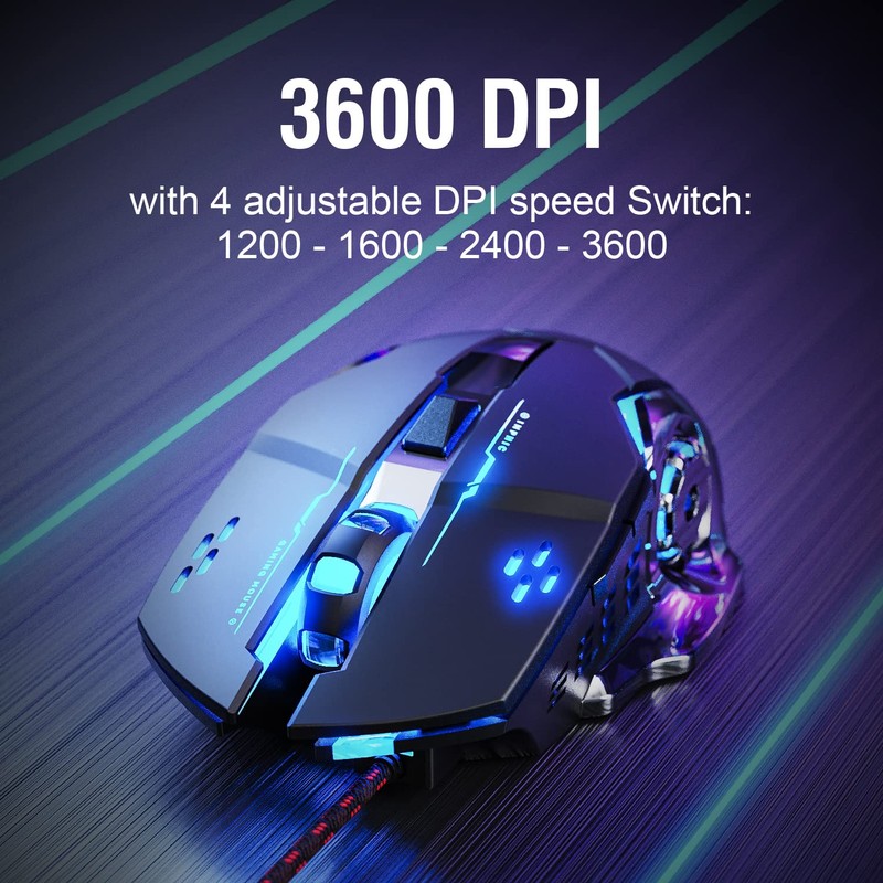 LiBO&HKBO Gaming Mouse Wired, USB Optical Computer Mice with RGB