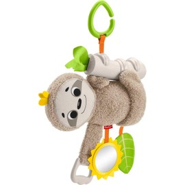Fisher-Price - Juguete de bebé lento y divertido para carriola perezoso, actividad de viaje con movimiento y detalles sensoriales para recién nacidos a partir de 0 meses