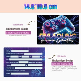 MEJOSER 15 x Invitation Cards Children's Birthday Boy Girl A6 Gaming Birthday Invitation Birthday Invitations Boys Girls Invitations Game Party Children
