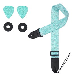 Jasenna Guitar Strap,Guitar Strap with Leather End Length Adjustable 2 Pick Holders & 2 Matching Picks For Electric Guitar, Acoustic Guitar and Bass - Unique Gift For Guitarist (1-Spiral）