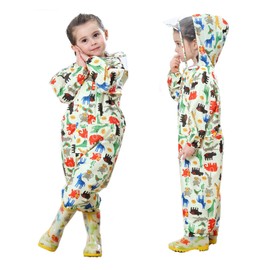 Baogaier Raincoat Breathable Waterproof Children's Girls Boys Hooded Lightweight Rain Suit One Piece Outdoor Rain Poncho Overall Rain Jacket 1-7 Years, yellow
