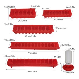 AIMALL Connectable Chicken Feed Trough Set with Waterer 8.07-26.77in Plastic Mesh Poultry Feeder for Coop Hens Chicks Quail Birds Easy to Clean and Refill