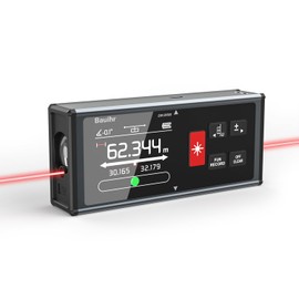 Bauihr 120m Medidor Laser Doble, Recargables Telemetro Laser Pantalla LCD Retroiluminada Giratoria, Distanciometro Laser con Diseño Magnético, Medición de Distancia/Área/Volumen/Pitagórico/Ángulo