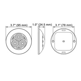 Raycharm 3.7 Inch Round LED Interior Ceiling Dome Light, 330LM 6000K Cool-White for RV Trailer Truck, 12V/24V DC, High Light-Output Low Ampere Draw, Plastic Housing White Finish, 1-Pack