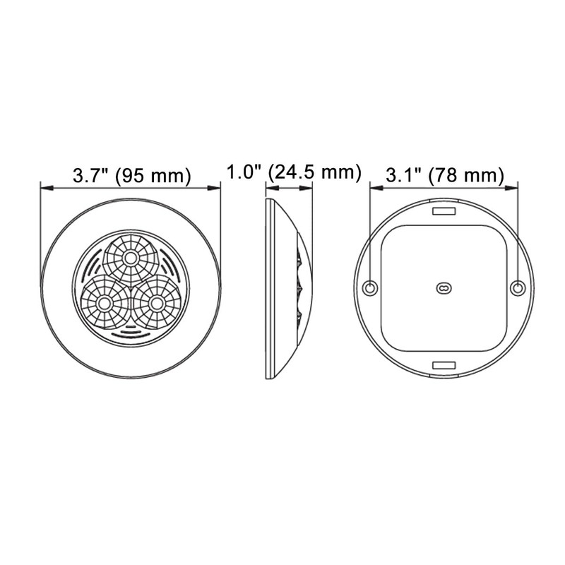 Raycharm 3.7 Inch Round LED Interior Ceiling Dome Light, 330LM