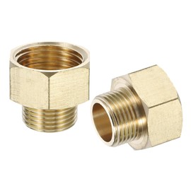 sourcing map Brass Pipe Fitting, 4Pcs G1/2 Male x G3/8 Female Brass Reducer Adapter Pipe Extension Fittings, Reducer Hex Bushing Threaded Pipe Fitting for Water, Gas, Oil Pipeline Systems