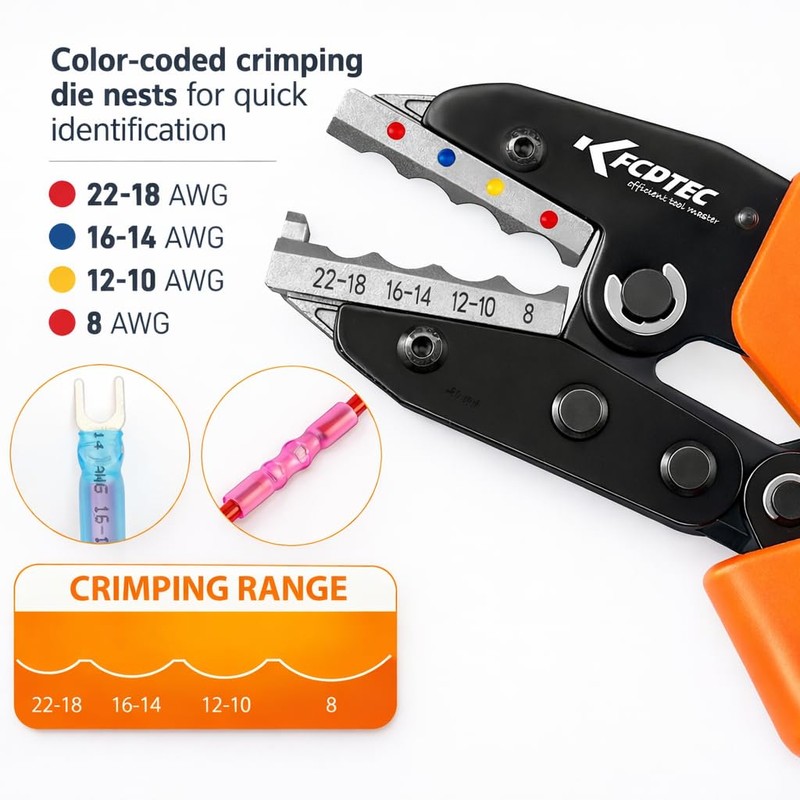 KF CPTEC Professional Heavy-Duty Ratcheting Crimping Tool – Adjustable for