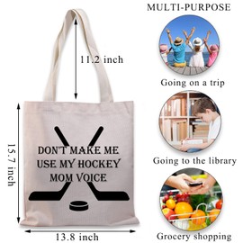 BDPWSS Hockey Mom Tote Bag Hockey Team Mom Gift Ice Hockey Player Gifts Don't Make Me Use My Hockey Mom Voice Handbag (hockey m make TGCA)