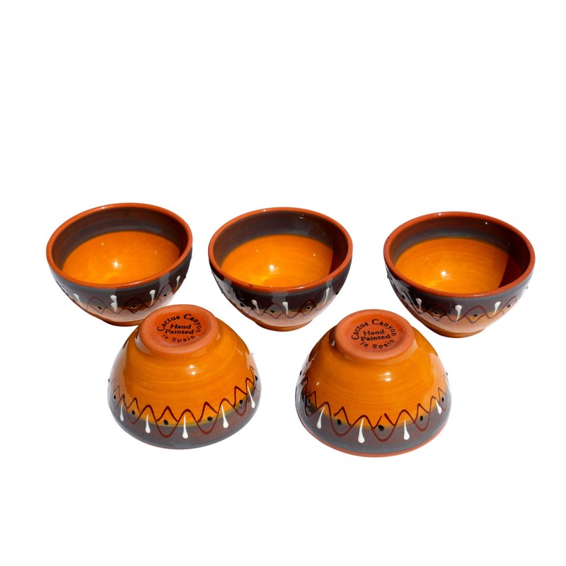 Cactus Canyon Ceramics Spanish Terracotta 5-Piece Small Salsa Bowl Set