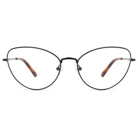 VF0039 Alva Cat Eye Metal Frame Glasses with Acetate Arms Lightweight Women’s Eyewear with Adjustable Nose Pads (Black)