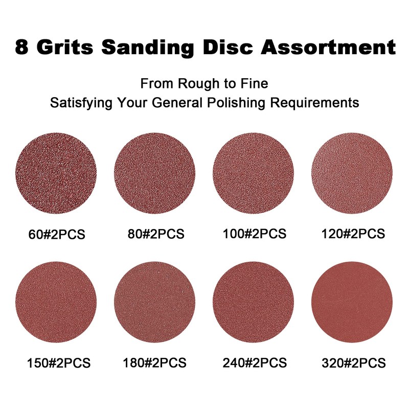 AYA-TECH 9 inch 6 Holes Sanding Disc, 16PCS Assorted Sandpaper