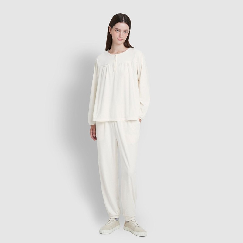 JAJU [JAJU/자주] 여 밍크 플리스 셔링 파자마 팬츠_아이보리 [JAJU] Women's