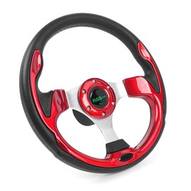 RASTP 12.6 Inch Boat Steering Wheel with 3/4“ Axle Marine Steering Wheel Adapter for Most Marine boats,Vessels,Yachts,Pontoons Boat, Red