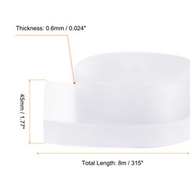 HARFINGTON Weather Stripping Door Seal 26.25ft x 45mm Silicone Seal Strip for Door Draft Stopper Adhesive Tape Window House Shower Glass Gaps Length 8m, Transparent