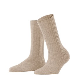 FALKE Women's Cosy Wool Boot Socks Breathable Climate Regulating Odour Inhibiting Wool Reinforced Flat Seam for Pressure-free Toe Ribbed Plain Business Everyday 1 Pair, Beige (Beige Melange 4091)