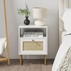 Masupu Extra Large Rattan Nightstand,Boho Night Stand Modern Farmhouse Wood