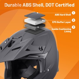OUMURS DOT Adult ATV Dirt Bike Helmet with Goggles Gloves & Mask Adjustable Sun Visor Motorcycle Adult Helmet Off-Road Motocross Downhill Moped MX for Unisex-Adult-809 Matte Black, L