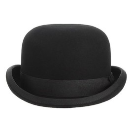 GEMVIE Black Derby Hat 100% Wool Theater Quality Hat Bowler Hat for Men Women Vintage Costumes, Black, 7 3/8