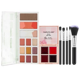 EnMart Makeup Sets, Makeup Kit for Women, All in One Makeup Set, Girls Cosmetic Gifts with Eyeshadow Palette Combo Highlighter Blusher Contour Shades Solid Cream Gel Nail Polish Palette Makeup Brush