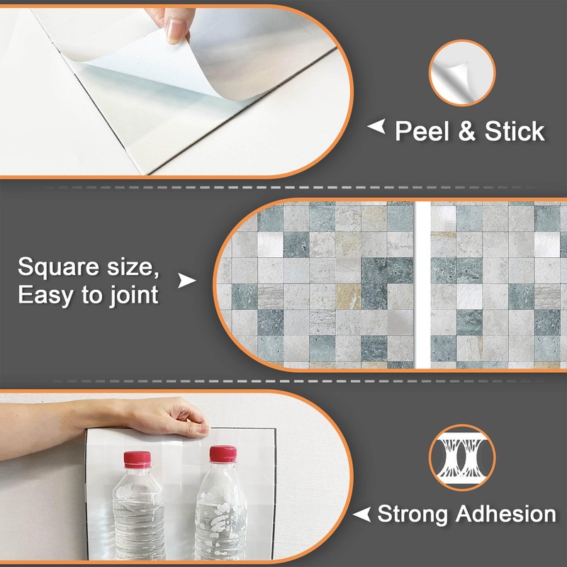 VAOVI Peel and Stick Self-Adhesive Marble Mosaic Wall Tile Backsplash