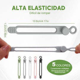 20PCS Organizador de Cables de Datos, Bridas de Silicona Reutilizables Ajustables, Cord Cable Organizer para Agrupar Cable de PC, TV, Auriculares, Organizador de Cables Elásticos Multiusos