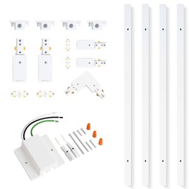 VANoopee 13FT H Track Lighting Rails White, H Type Track Lighting Kit with Floating Canopy Connector, End Caps, Live End Feeds, I T & L Connectors, Compatible with Single Circuit H Style Track System