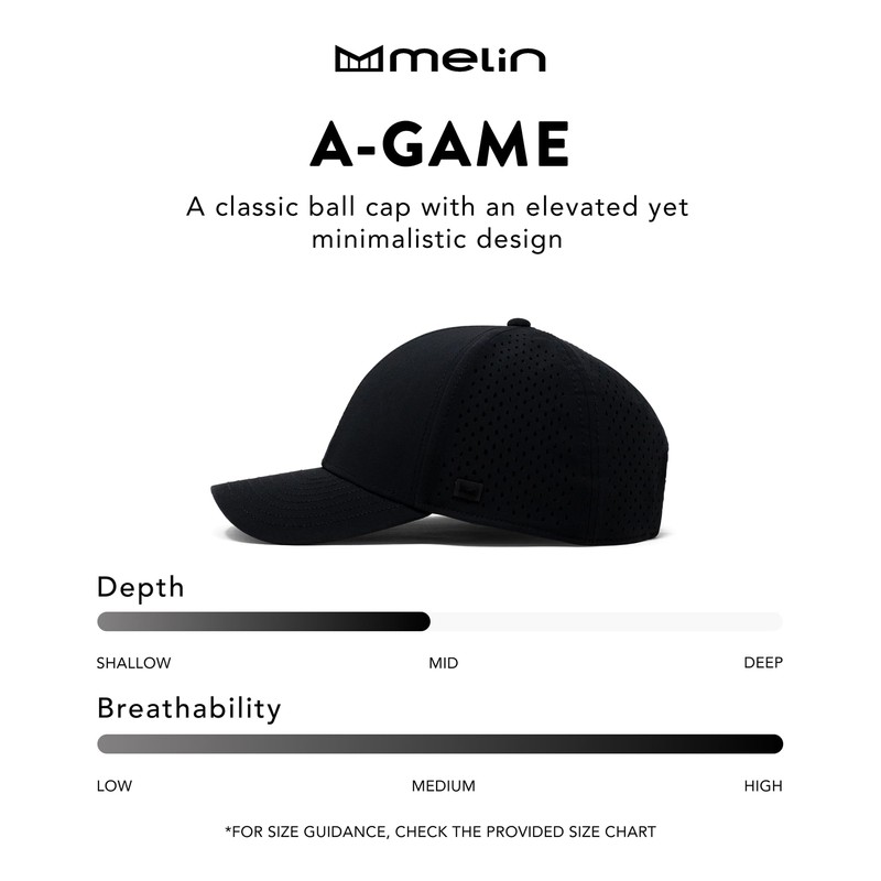 melin A-Game Hydro, Heather Charcoal, Men’s Performance Snapback Hats, Water-Resistant