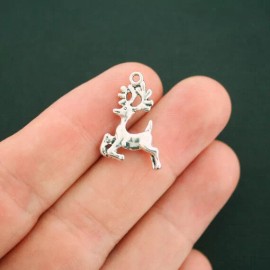 Unbranded 10 Reindeer Charms Antique Silver Tone 2 Sided - SC3305