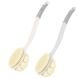 ReignSword 2 Pack Long Handle Bath Back Brush, 15.7" Multifunctional Shower Exfoliation Body Scrubber Brush with Soft Bristles Loofah Bathball