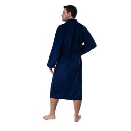 BAGNO MILANO Organic Men Bathrobe, GOTS Certified Organic Turkish Cotton Luxury Kimono Robe (as1, alpha, s, m, regular, regular, Navy Blue)