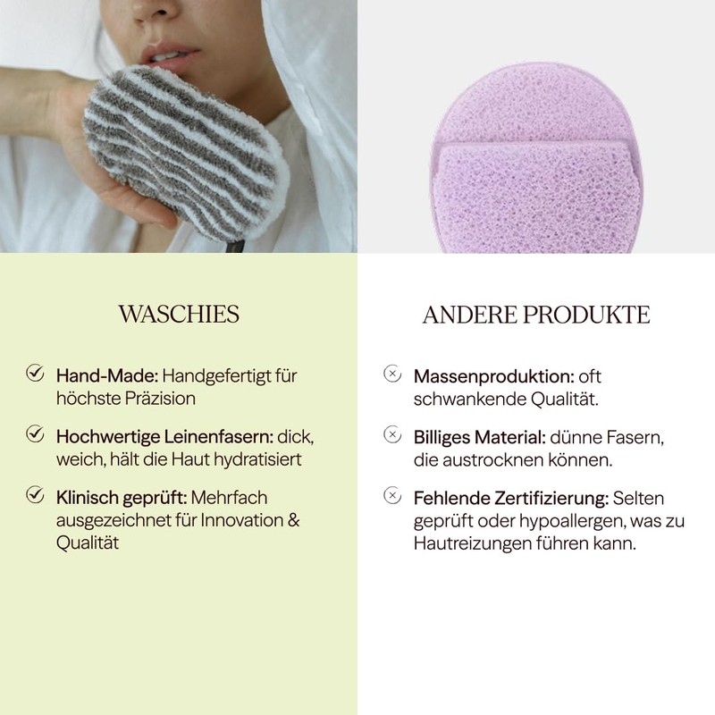 Waschies Double Sided Facial Cleansing Pad/Exfoliating Pads - Set of