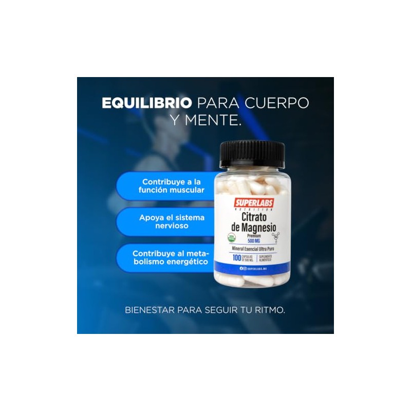 SUPERLABS NUTRITION CITRATO DE MAGNESIO 500MG 100 CAPSULAS