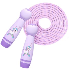 Children's Skipping Rope, Adjustable Skipping Rope 2.6 m, Adjustable Skipping Rope with Wooden Handle, Skipping Ropes, Children with Cartoon Wooden Handle, Children Adjustable Cotton Rope Skipping 6 8