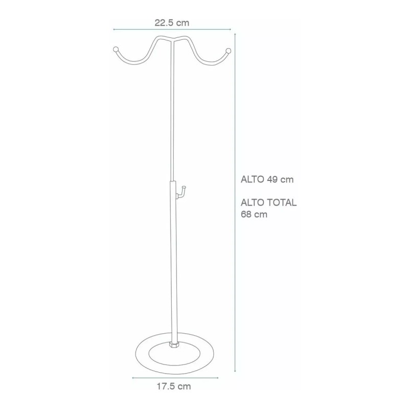Exhivit Gancho Exhibidor De Bolsa, Perchero, Ajustable Cromo 1pz