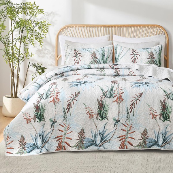 HORIMOTE HOME Botanical Quilt Set King Size 3 Pieces, Green