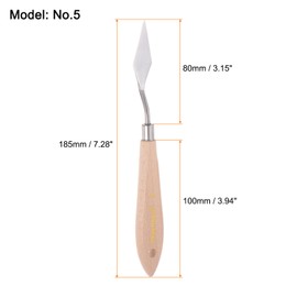 sourcing map No.5 Painting Palette Knife Stainless Steel Pointy Spatula Pallet Knife with Beech Wood Handle for Oil Acrylic Paint Canvas Mixing Spreading